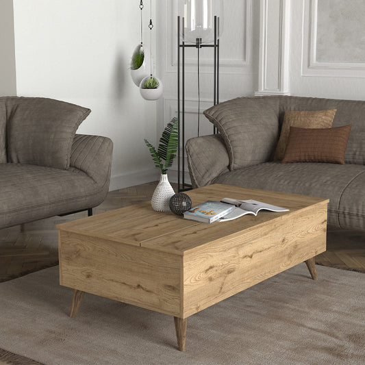 Τραπεζάκι σαλονιού Roy Megapap με σερβιτόρο χρώμα sepet oak 121x69x40εκ. - Hippiehome.gr