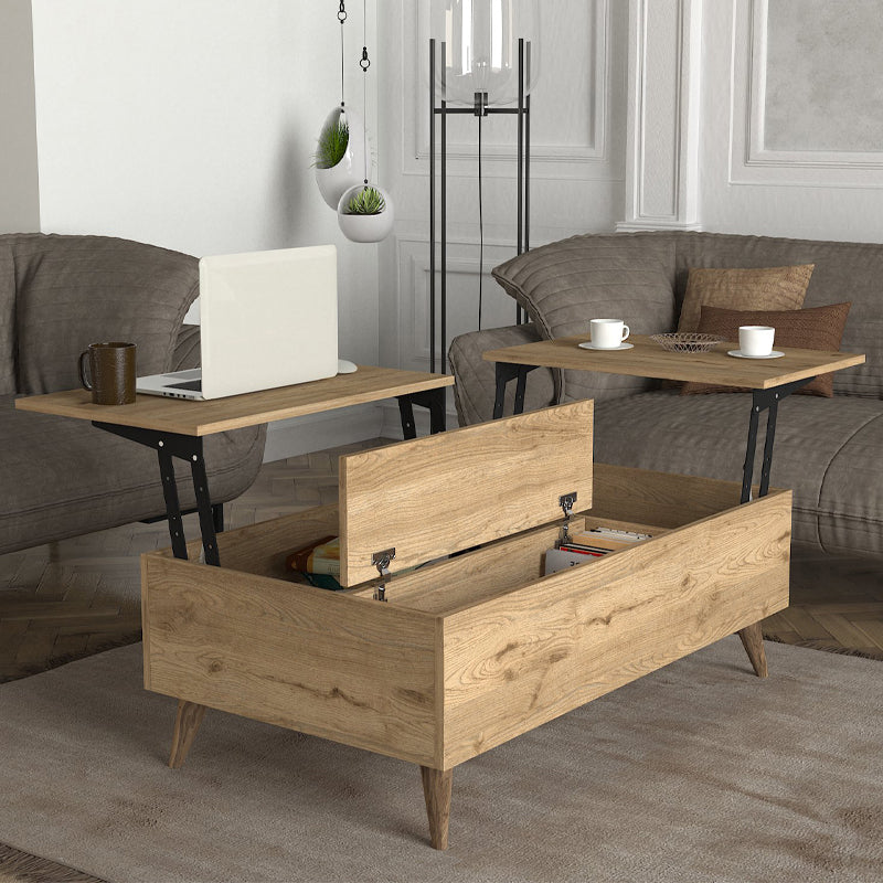 Τραπεζάκι σαλονιού Roy Megapap με σερβιτόρο χρώμα sepet oak 121x69x40εκ. - Hippiehome.gr