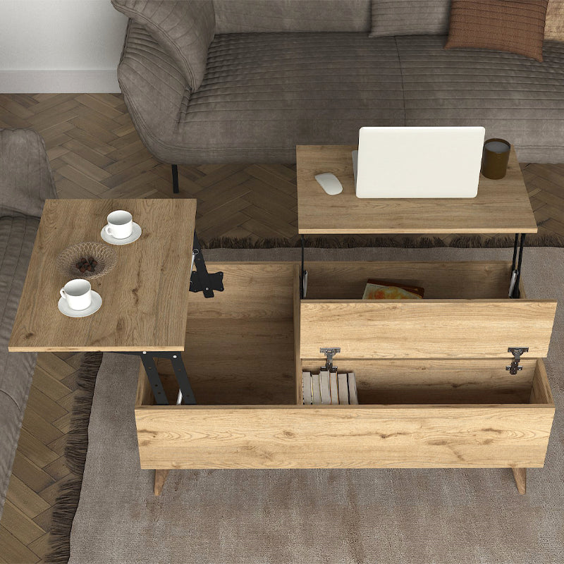 Τραπεζάκι σαλονιού Roy Megapap με σερβιτόρο χρώμα sepet oak 121x69x40εκ. - Hippiehome.gr