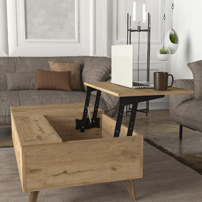 Τραπεζάκι σαλονιού Roy Megapap με σερβιτόρο χρώμα sepet oak 121x69x40εκ. - Hippiehome.gr