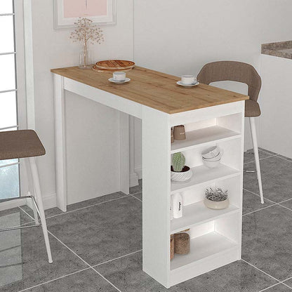 Τραπέζι μπαρ Monaco Megapap χρώμα λευκό - sapphire oak 120x51,6x101,8εκ. - Hippiehome.gr
