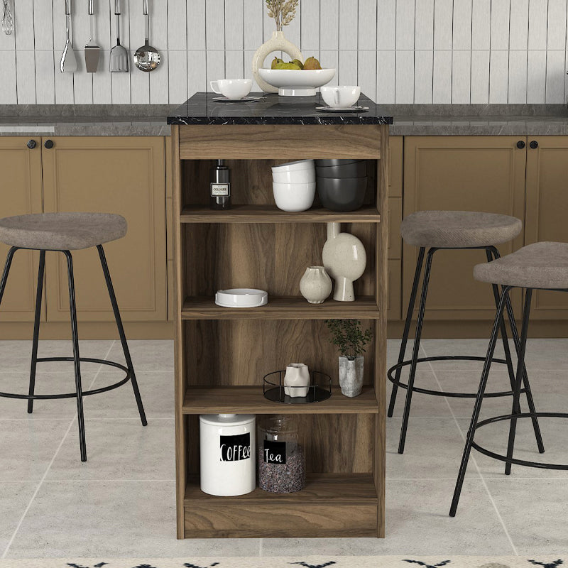 Τραπέζι μπαρ Monaco Megapap χρώμα καρυδί - μαύρο εφέ μαρμάρου 120x51,6x101,8εκ. - Hippiehome.gr