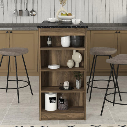 Τραπέζι μπαρ Monaco Megapap χρώμα καρυδί - μαύρο εφέ μαρμάρου 120x51,6x101,8εκ. - Hippiehome.gr