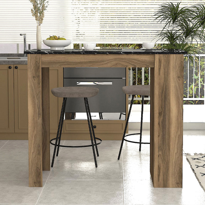 Τραπέζι μπαρ Monaco Megapap χρώμα καρυδί - μαύρο εφέ μαρμάρου 120x51,6x101,8εκ. - Hippiehome.gr