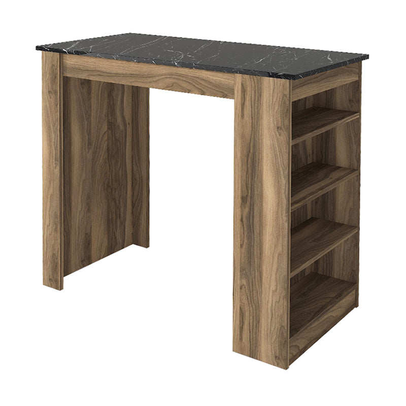 Τραπέζι μπαρ Monaco Megapap χρώμα καρυδί - μαύρο εφέ μαρμάρου 120x51,6x101,8εκ. - Hippiehome.gr