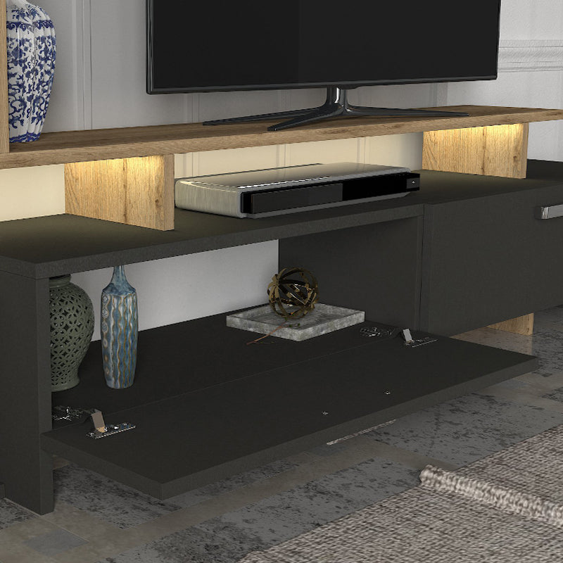 Σύνθεση τηλεόρασης Simal Megapap με LED χρώμα ανθρακί - sepet oak 168,2x31,3x120εκ. - Hippiehome.gr