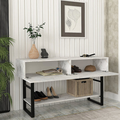 Κονσόλα Aron Megapap χρώμα λευκό εφέ μαρμάρου 138,8x41x75,7εκ. - Hippiehome.gr