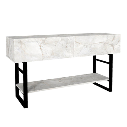 Κονσόλα Aron Megapap χρώμα λευκό εφέ μαρμάρου 138,8x41x75,7εκ. - Hippiehome.gr
