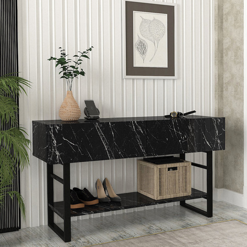 Κονσόλα Aron Megapap χρώμα μαύρο εφέ μαρμάρου 138,8x41x75,7εκ. - Hippiehome.gr