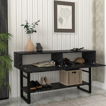 Κονσόλα Aron Megapap χρώμα μαύρο εφέ μαρμάρου 138,8x41x75,7εκ. - Hippiehome.gr
