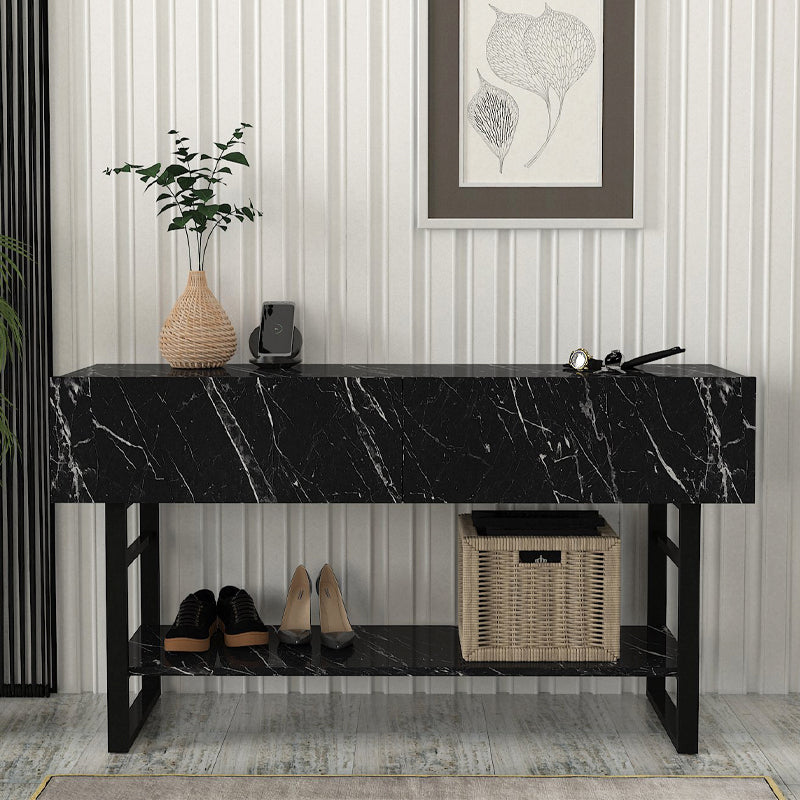 Κονσόλα Aron Megapap χρώμα μαύρο εφέ μαρμάρου 138,8x41x75,7εκ. - Hippiehome.gr