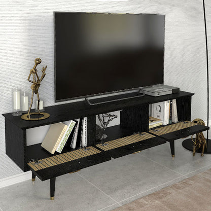 Έπιπλο τηλεόρασης Bolea Megapap χρώμα modern black 150x35x49,7 εκ. - Hippiehome.gr