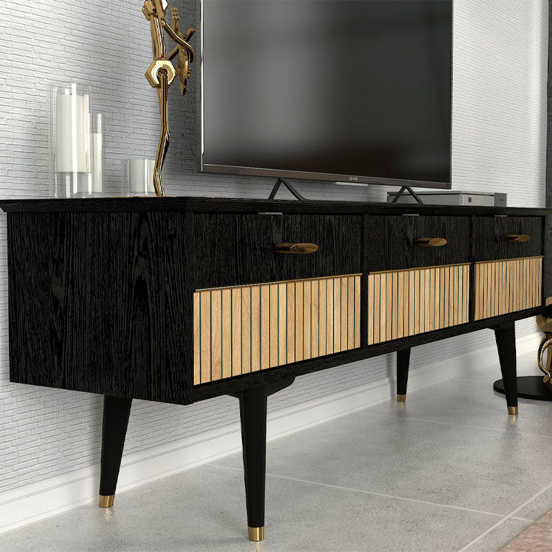 Έπιπλο τηλεόρασης Bolea Megapap χρώμα modern black 150x35x49,7 εκ. - Hippiehome.gr