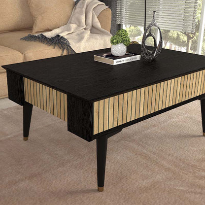 Τραπεζάκι σαλονιού Bolea Megapap χρώμα modern black - φυσικό οξιάς 90x60x38,6εκ. - Hippiehome.gr