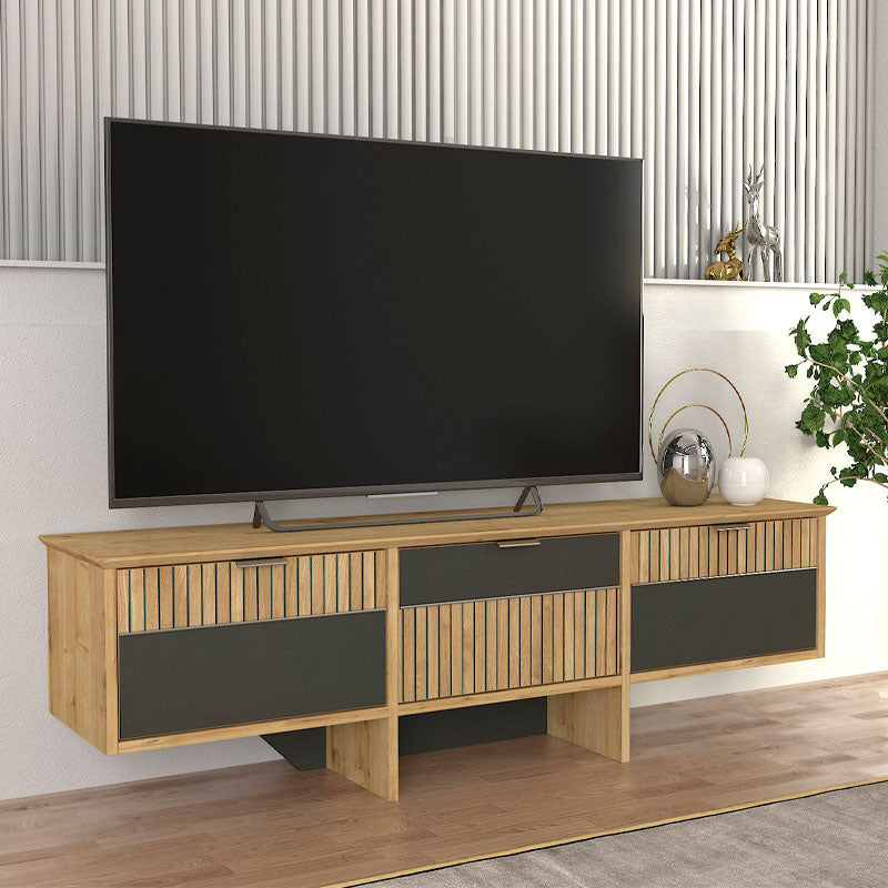 Έπιπλο τηλεόρασης Venita Megapap χρώμα sapphire oak - ανθρακί 150x35x45,3εκ. - Hippiehome.gr