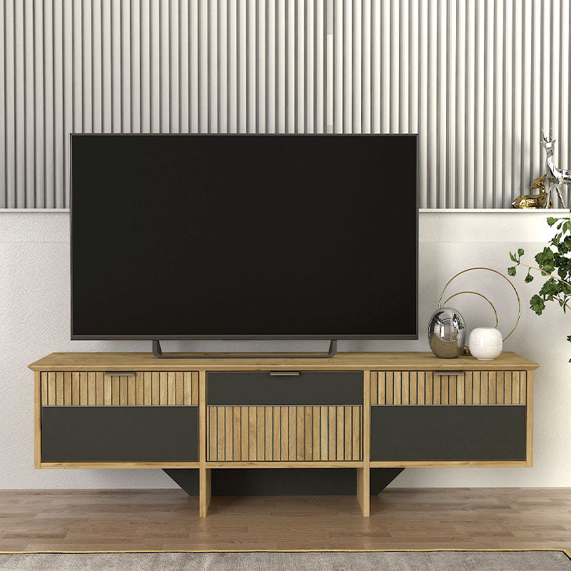 Έπιπλο τηλεόρασης Venita Megapap χρώμα sapphire oak - ανθρακί 150x35x45,3εκ. - Hippiehome.gr