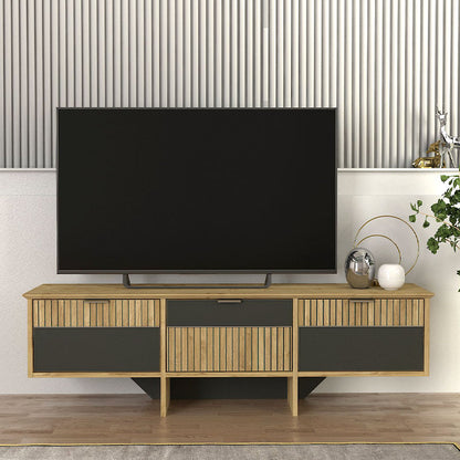 Έπιπλο τηλεόρασης Venita Megapap χρώμα sapphire oak - ανθρακί 150x35x45,3εκ. - Hippiehome.gr