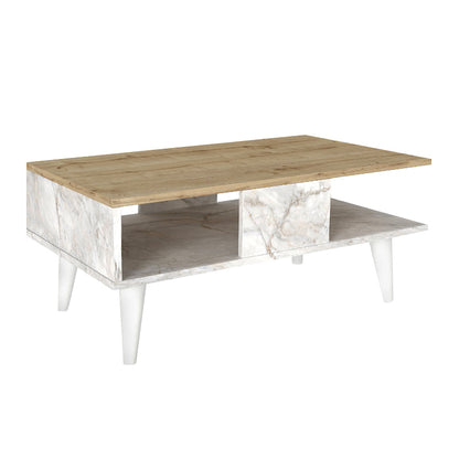 Τραπεζάκι σαλονιού Andros Megapap χρώμα sapphire oak - λευκό εφέ μαρμάρου 90x54x39,6εκ. - Hippiehome.gr