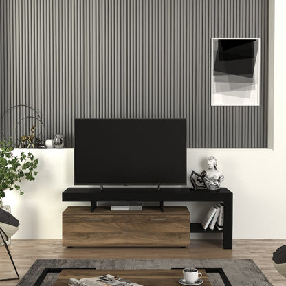 Έπιπλο τηλεόρασης Acnes Megapap χρώμα μαύρο - καρυδί 160x40x53εκ. - Hippiehome.gr