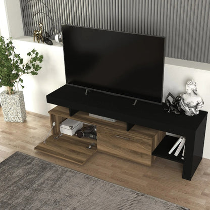 Έπιπλο τηλεόρασης Acnes Megapap χρώμα μαύρο - καρυδί 160x40x53εκ. - Hippiehome.gr