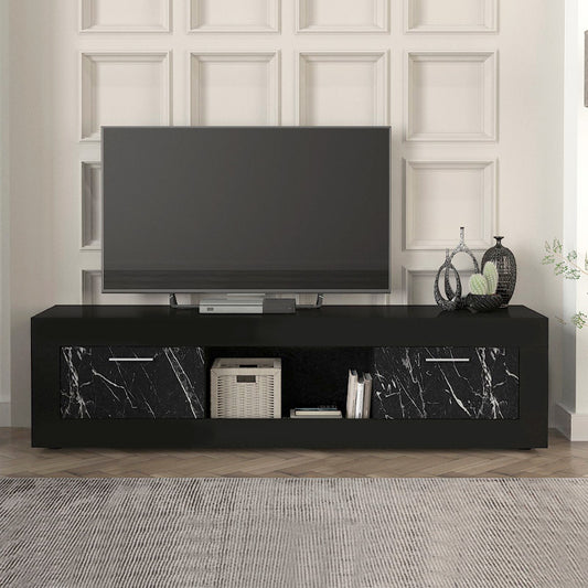 TV cabinet Davin Megapap color black - black marble effect 180x40x47cm.