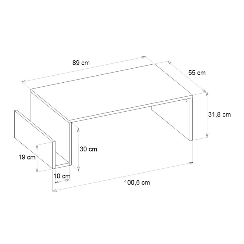 Τραπεζάκι σαλονιού Regnar Megapap χρώμα λευκό 100,6x55x31,8εκ. - Hippiehome.gr