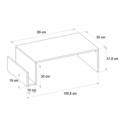 Τραπεζάκι σαλονιού Regnar Megapap χρώμα λευκό 100,6x55x31,8εκ. - Hippiehome.gr