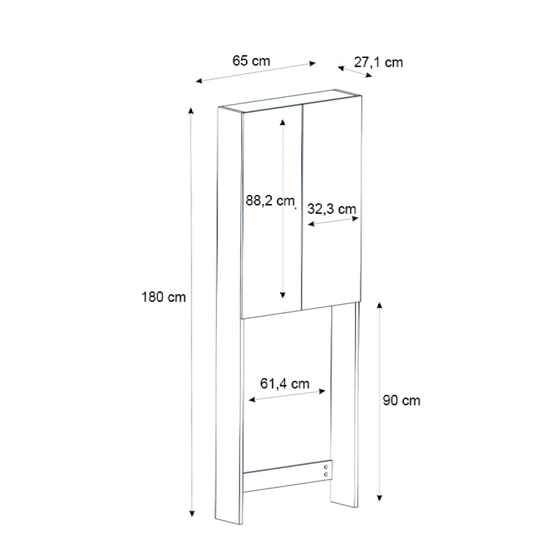Έπιπλο πλυντηρίου Romme Megapap χρώμα μαύρο 65x27,1x180εκ. - Hippiehome.gr