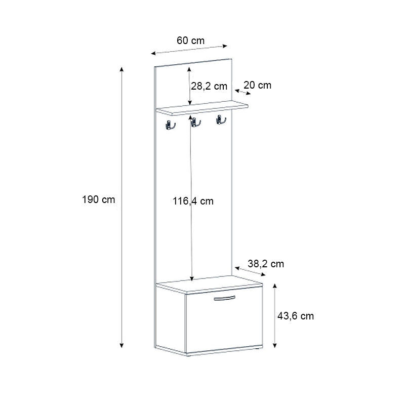 Έπιπλο εισόδου Track Megapap χρώμα καρυδί 60x38,2x190εκ. - Hippiehome.gr