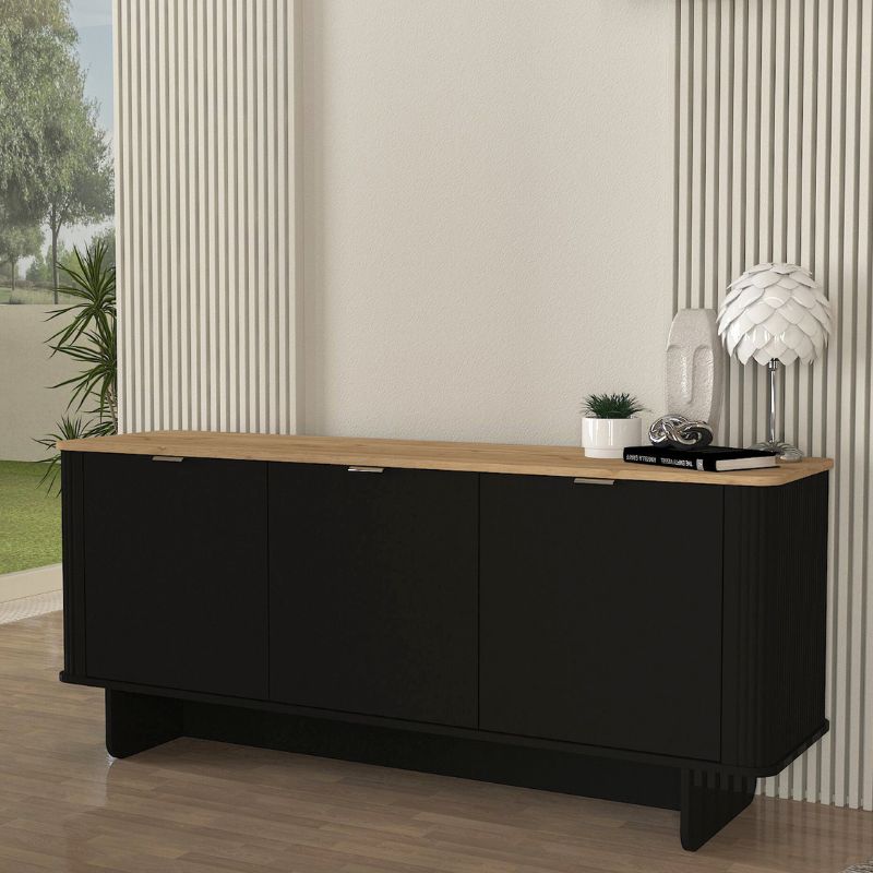 Μπουφές Bohema Megapap χρώμα μαύρο - sepet oak 180x47x76,6εκ. - Hippiehome.gr