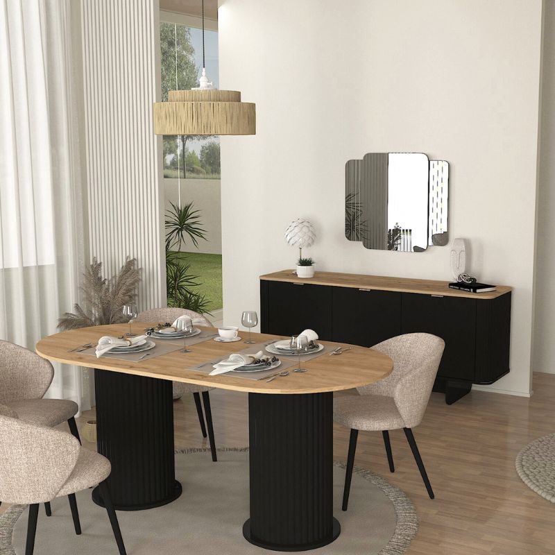Μπουφές Bohema Megapap χρώμα μαύρο - sepet oak 180x47x76,6εκ. - Hippiehome.gr