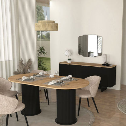 Μπουφές Bohema Megapap χρώμα μαύρο - sepet oak 180x47x76,6εκ. - Hippiehome.gr