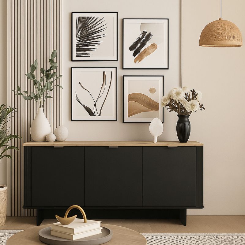 Μπουφές Bohema Megapap χρώμα μαύρο - sepet oak 180x47x76,6εκ. - Hippiehome.gr