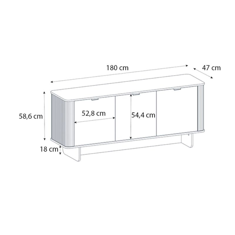 Μπουφές Bohema Megapap χρώμα μαύρο - sepet oak 180x47x76,6εκ. - Hippiehome.gr