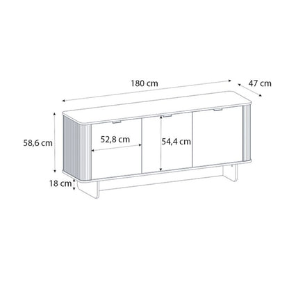 Μπουφές Bohema Megapap χρώμα μαύρο - sepet oak 180x47x76,6εκ. - Hippiehome.gr