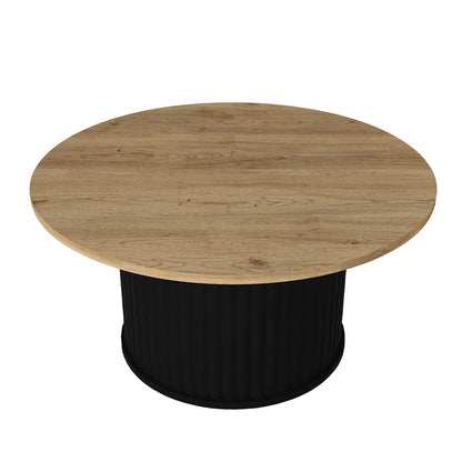 Τραπεζάκι σαλονιού Bohema Megapap χρώμα μαύρο - sepet oak Ø85x43,2εκ. - Hippiehome.gr