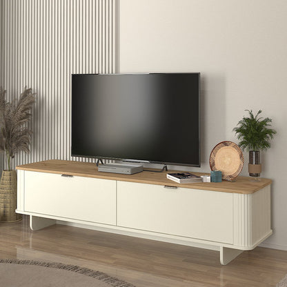 Έπιπλο τηλεόρασης Bohema Megapap χρώμα ivory - sepet oak 180x47x45,6εκ. - Hippiehome.gr