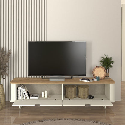 Έπιπλο τηλεόρασης Bohema Megapap χρώμα ivory - sepet oak 180x47x45,6εκ. - Hippiehome.gr