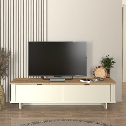 Έπιπλο τηλεόρασης Bohema Megapap χρώμα ivory - sepet oak 180x47x45,6εκ. - Hippiehome.gr