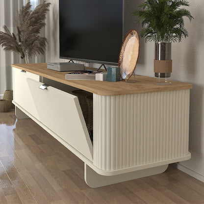 Έπιπλο τηλεόρασης Bohema Megapap χρώμα ivory - sepet oak 180x47x45,6εκ. - Hippiehome.gr