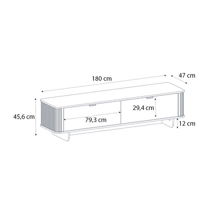 Έπιπλο τηλεόρασης Bohema Megapap χρώμα ivory - sepet oak 180x47x45,6εκ. - Hippiehome.gr