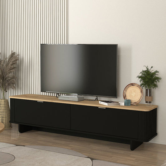 Έπιπλο τηλεόρασης Bohema Megapap χρώμα μαύρο - sepet oak 180x47x45,6εκ. - Hippiehome.gr