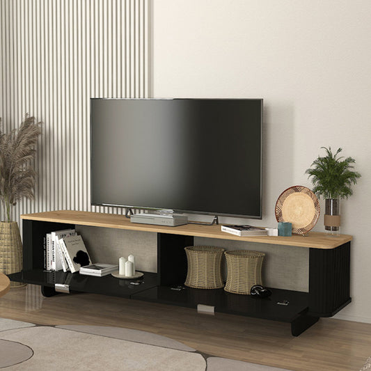 Έπιπλο τηλεόρασης Bohema Megapap χρώμα μαύρο - sepet oak 180x47x45,6εκ. - Hippiehome.gr