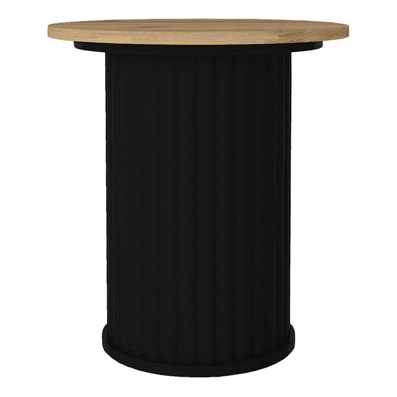 Τραπεζάκι βοηθητικό Bohema Megapap χρώμα μαύρο - sepet oak Ø50x53,2εκ. - Hippiehome.gr