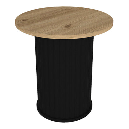 Τραπεζάκι βοηθητικό Bohema Megapap χρώμα μαύρο - sepet oak Ø50x53,2εκ. - Hippiehome.gr