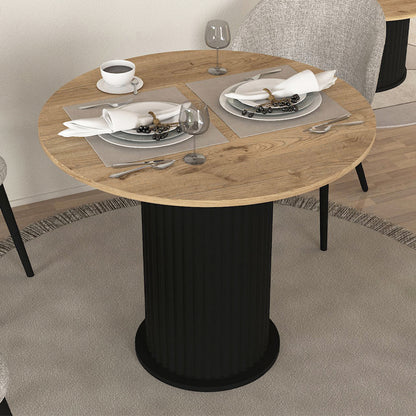 Τραπέζι Bohema Megapap χρώμα μαύρο - sepet oak Ø90x77,7εκ. - Hippiehome.gr