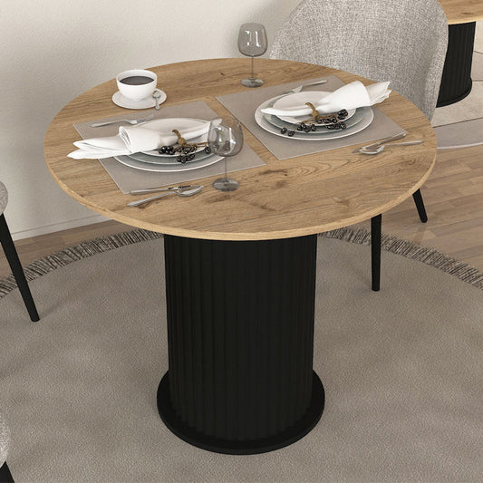 Τραπέζι Bohema Megapap χρώμα μαύρο - sepet oak Ø90x77,7εκ. - Hippiehome.gr