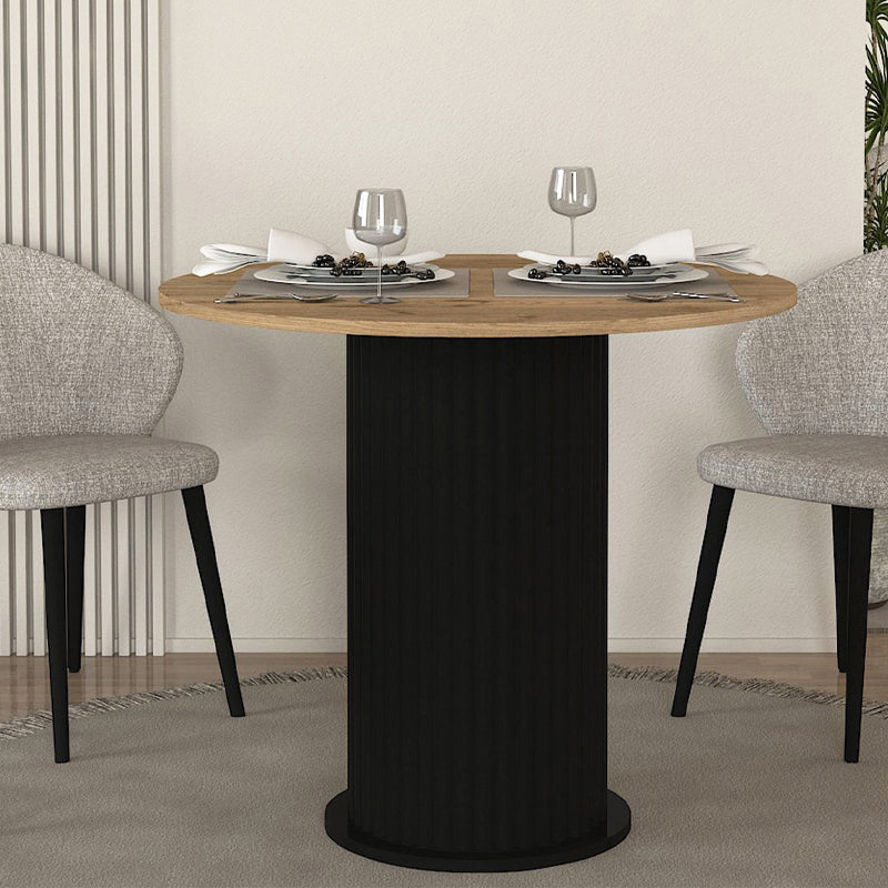 Τραπέζι Bohema Megapap χρώμα μαύρο - sepet oak Ø90x77,7εκ. - Hippiehome.gr