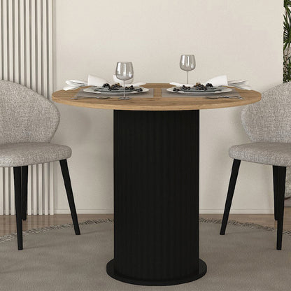 Τραπέζι Bohema Megapap χρώμα μαύρο - sepet oak Ø90x77,7εκ. - Hippiehome.gr