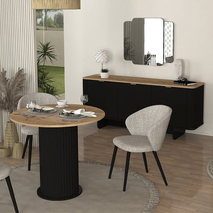 Τραπέζι Bohema Megapap χρώμα μαύρο - sepet oak Ø90x77,7εκ. - Hippiehome.gr